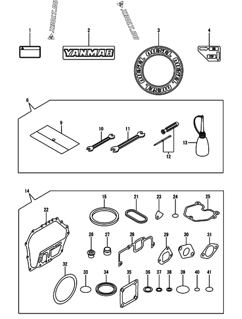  Инструменты, шильды и комплект прокладок двигателя Yanmar L100V6EZ2C1HAML
