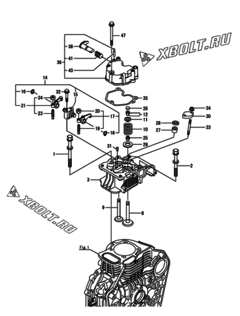 Двигатель Yanmar L100N6CC1T1CAS1, узел -  Головка блока цилиндров (ГБЦ) 