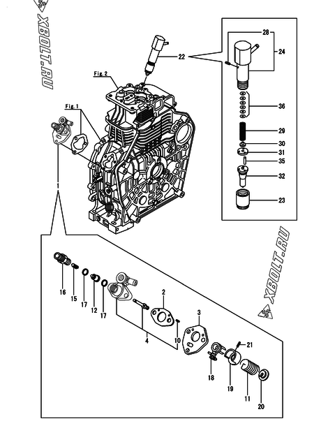  Топливный насос высокого давления (ТНВД) и форсунка двигателя Yanmar L100N6CC1T1CAS1