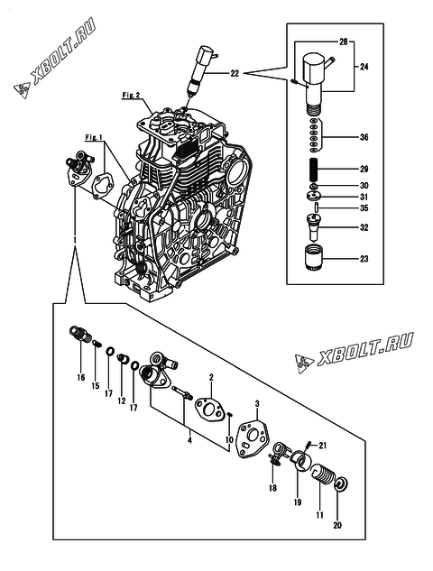  Топливный насос высокого давления (ТНВД) и форсунка двигателя Yanmar L100N6FJ9P1CAAG