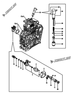 Двигатель Yanmar L100N6FJ9P1CAAG, узел -  Топливный насос высокого давления (ТНВД) и форсунка 