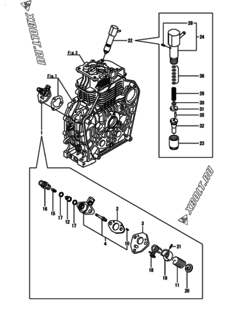  Двигатель Yanmar L100N6NJ9R2AA, узел -  Топливный насос высокого давления (ТНВД) и форсунка 