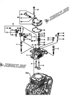  Двигатель Yanmar L100N5EJ1F1CAS5, узел -  Головка блока цилиндров (ГБЦ) 