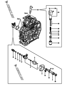  Двигатель Yanmar L70N6CF1T1JA, узел -  Топливный насос высокого давления (ТНВД) и форсунка 