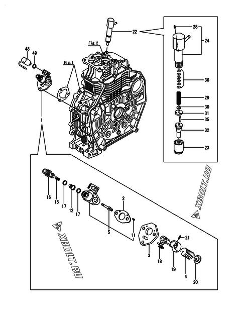  Топливный насос высокого давления (ТНВД) и форсунка двигателя Yanmar L70N5EA1C1CAID