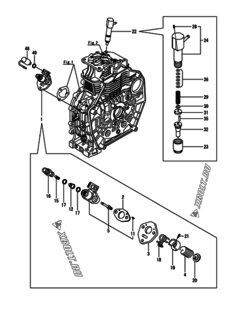  Двигатель Yanmar L70N5EA1C1CAID, узел -  Топливный насос высокого давления (ТНВД) и форсунка 