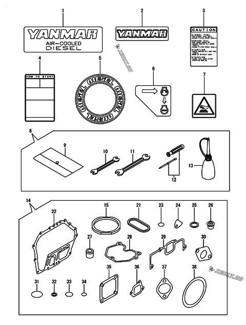  Инструменты, шильды и комплект прокладок двигателя Yanmar L70N5EA1C1CAID