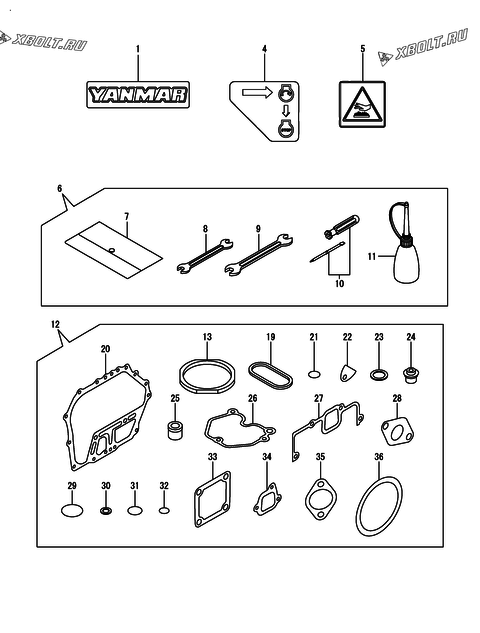  Инструменты, шильды и комплект прокладок двигателя Yanmar L70N5EK8C1HAID