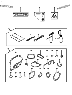  Двигатель Yanmar L70N5EK8C1HAID, узел -  Инструменты, шильды и комплект прокладок 