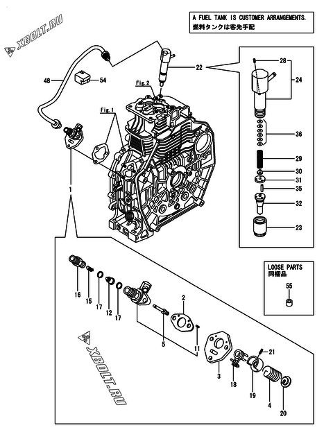  Топливный насос высокого давления (ТНВД) и форсунка двигателя Yanmar L70N5EF0C1EAPR