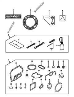  Двигатель Yanmar L70N5EF0C1EAPR, узел -  Инструменты, шильды и комплект прокладок 