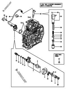  Двигатель Yanmar L70N5EJ0C1HAPR, узел -  Топливный насос высокого давления (ТНВД) и форсунка 
