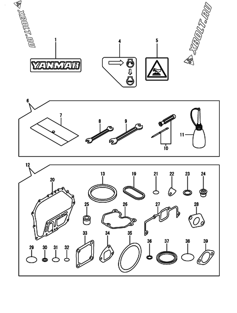  Инструменты, шильды и комплект прокладок двигателя Yanmar L100N5EC2C1HAWR