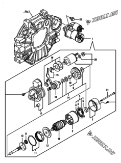  Двигатель Yanmar 3TNM68-ASG, узел -  Стартер 