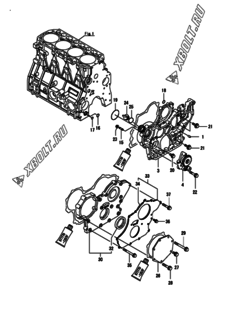  Двигатель Yanmar 4TNV98-ZSPR, узел -  Корпус редуктора 