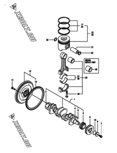  Двигатель Yanmar 4TNV98-ZSPR, узел -  Коленвал и поршень 