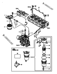  Двигатель Yanmar 4TNV98-ZSPR, узел -  Топливопровод 