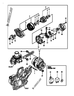  Двигатель Yanmar 4TNV98-ZSPR, узел -  Генератор 