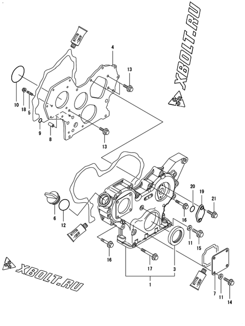  Корпус редуктора двигателя Yanmar 3TNV82A-BDFST