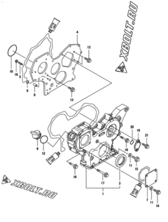  Двигатель Yanmar 3TNV82A-BDFS, узел -  Корпус редуктора 