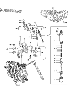  Двигатель Yanmar 3TNV82A-BDFST, узел -  Форсунка 