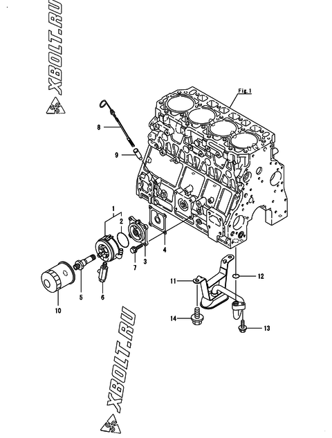 Система смазки двигателя Yanmar 4TNV106T-GGEHC