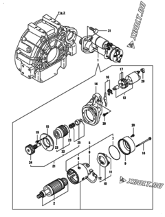  Двигатель Yanmar 4TNV106T-GGEHC, узел -  Стартер 