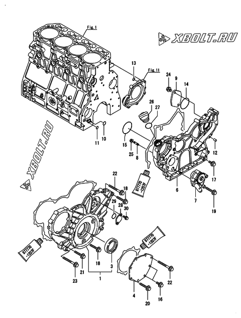  Корпус редуктора двигателя Yanmar 4TNV106-GGEHC