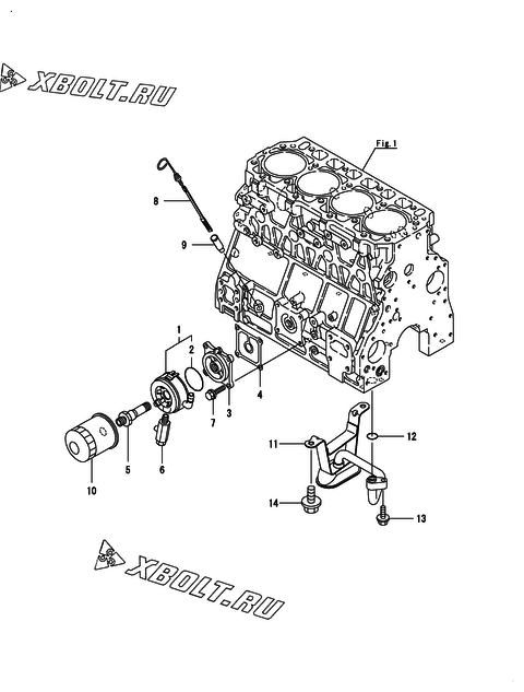  Система смазки двигателя Yanmar 4TNV106-GGEHC