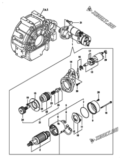  Двигатель Yanmar 4TNV106-GGEHC, узел -  Стартер 