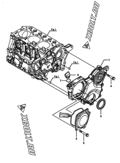  Двигатель Yanmar 3TNM72-APL, узел -  Корпус редуктора 