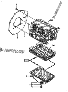  Двигатель Yanmar 3TNM72-APL, узел -  Крепежный фланец и масляный картер 