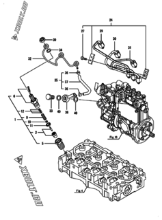 Двигатель Yanmar 3TNM72-APL, узел -  Форсунка 