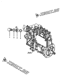  Двигатель Yanmar 3TNM72-APL, узел -  Топливопровод 