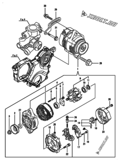  Двигатель Yanmar 3TNM72-APL, узел -  Генератор 