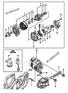  Двигатель Yanmar 4TNV98-GMG2, узел -  Генератор 