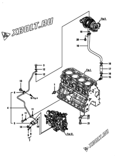  Двигатель Yanmar 4TNV84T-GGB1CT, узел -  Система смазки 