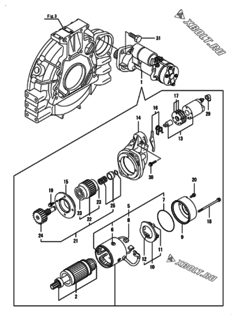  Двигатель Yanmar 4TNV98-ZPLYW, узел -  Стартер 