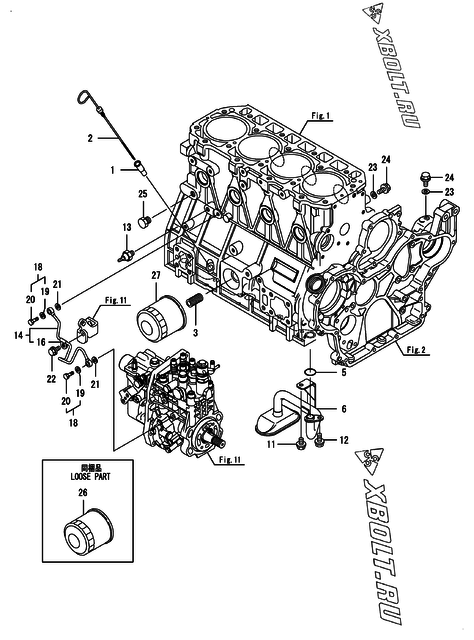  Система смазки двигателя Yanmar 4TNV94L-SSU