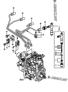  Двигатель Yanmar 4TNV94L-SSU, узел -  Форсунка 