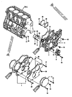  Двигатель Yanmar 4TNV94L-SFN2, узел -  Корпус редуктора 