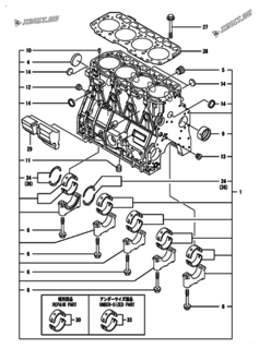  Двигатель Yanmar 4TNV94L-SXG, узел -  Блок цилиндров 