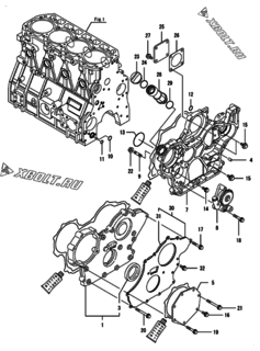  Двигатель Yanmar 4TNV94L-SXG, узел -  Корпус редуктора 