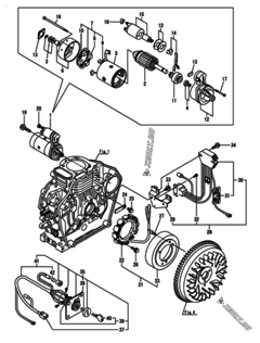  Двигатель Yanmar L48N5EA1C1AAS1, узел -  Стартер и генератор 
