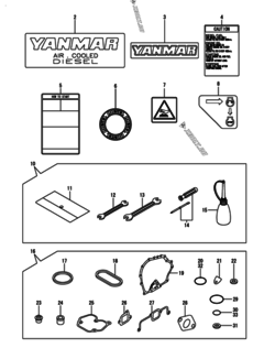  Двигатель Yanmar L48N5EA1C1AAS1, узел -  Инструменты, шильды и комплект прокладок 