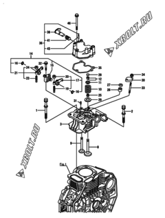 Двигатель Yanmar L70N6CA1F1AABR, узел -  Головка блока цилиндров (ГБЦ) 