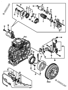  Двигатель Yanmar L70N6CA1F1AABR, узел -  Стартер и генератор 