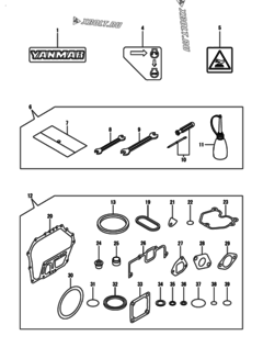  Двигатель Yanmar L100N5EK2C9HABR, узел -  Инструменты, шильды и комплект прокладок 