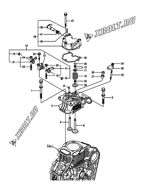  Головка блока цилиндров (ГБЦ) двигателя Yanmar L100N2CA1T1AA