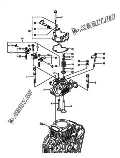  Двигатель Yanmar L100N2CA1T1AA, узел -  Головка блока цилиндров (ГБЦ) 